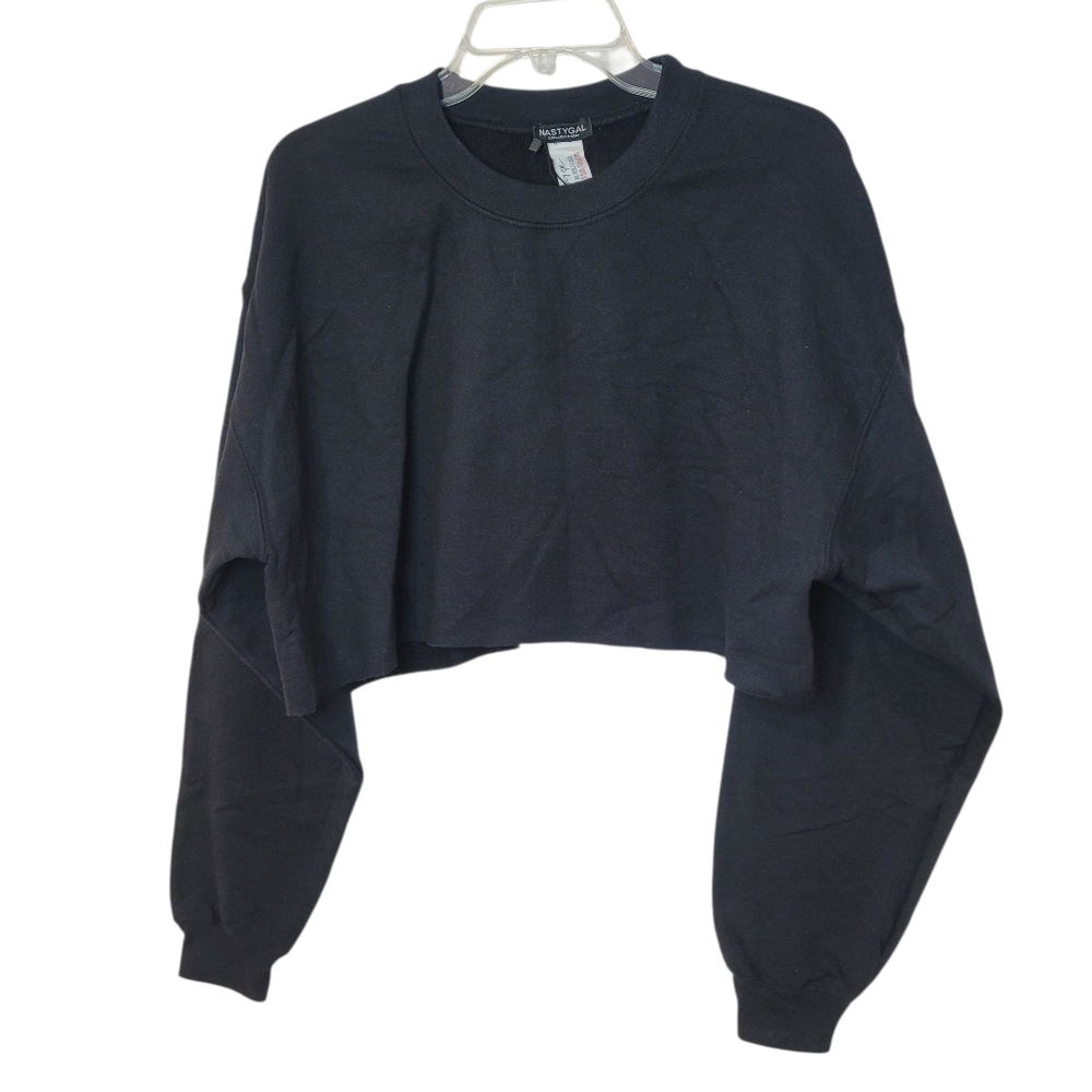 Nasty Gal Oversized Raw Hem Ultra-Cropped Sweatshirt Medium